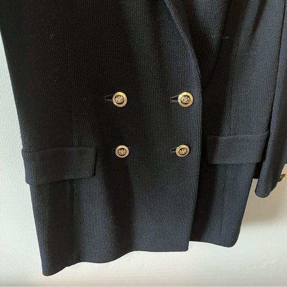 ST. JOHN Basics Tweed Knit Double Breasted Blazer Jacket Size 10 - Picture 5 of 7